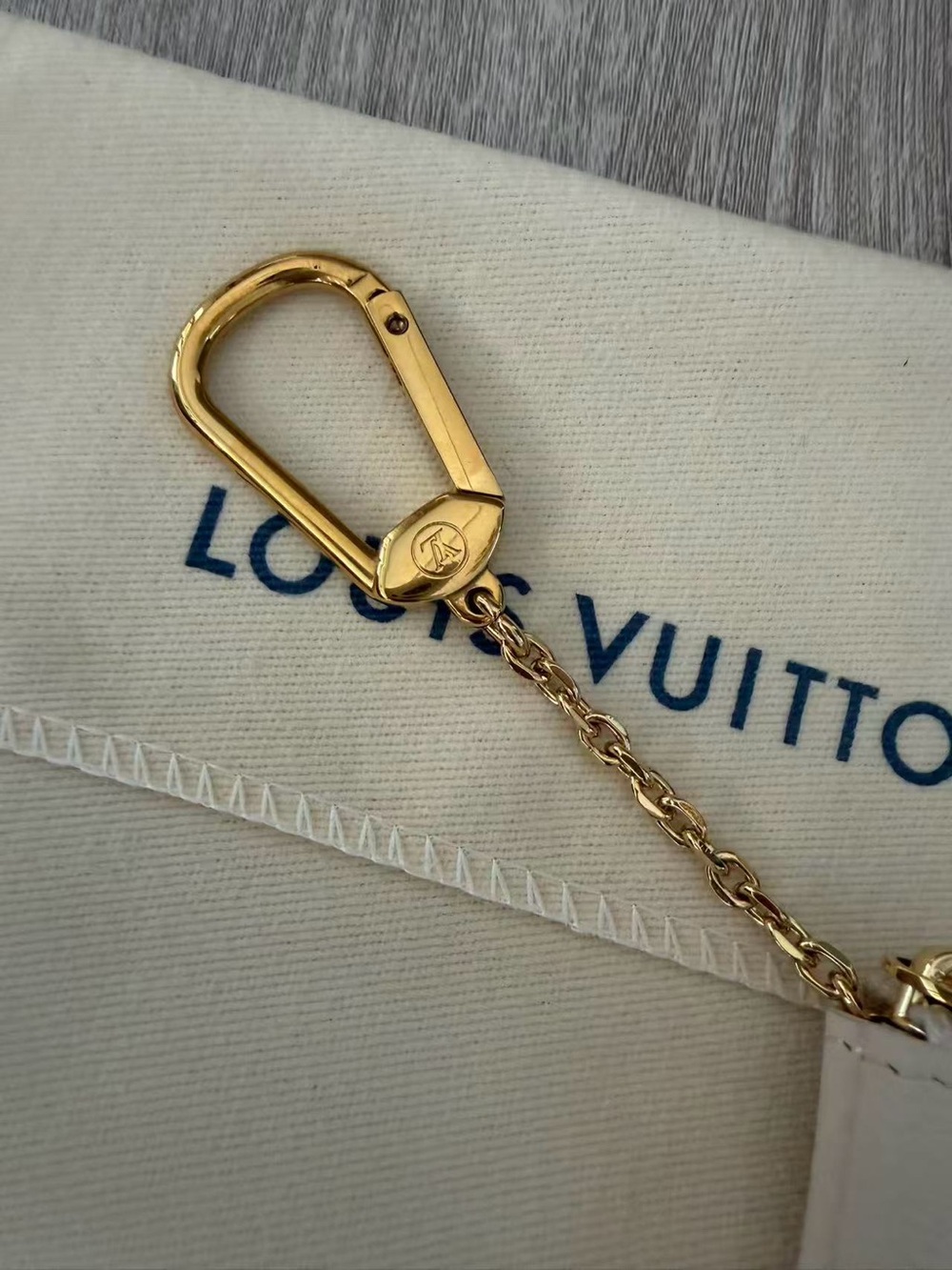 Louis Vuitton Cream Pastel Monogram Key Pouch with Gold Chain - Picture 10 of 15